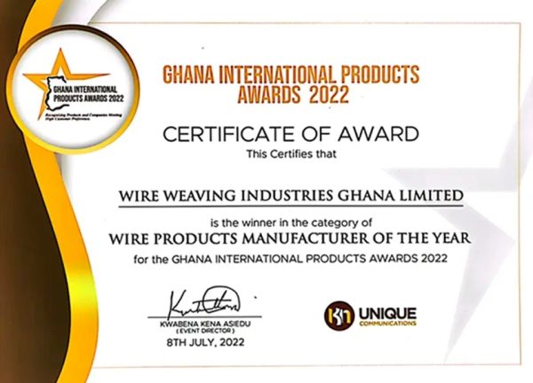 Wire Ghana wins GIPA Products Manufacturer of the Year!